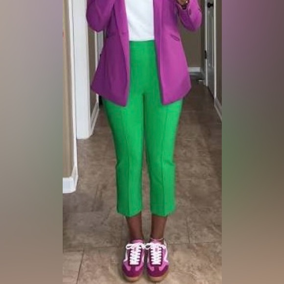 Rachel Zoe Pants - Rachel Zoe Bright Green Cropped Ponte Pants